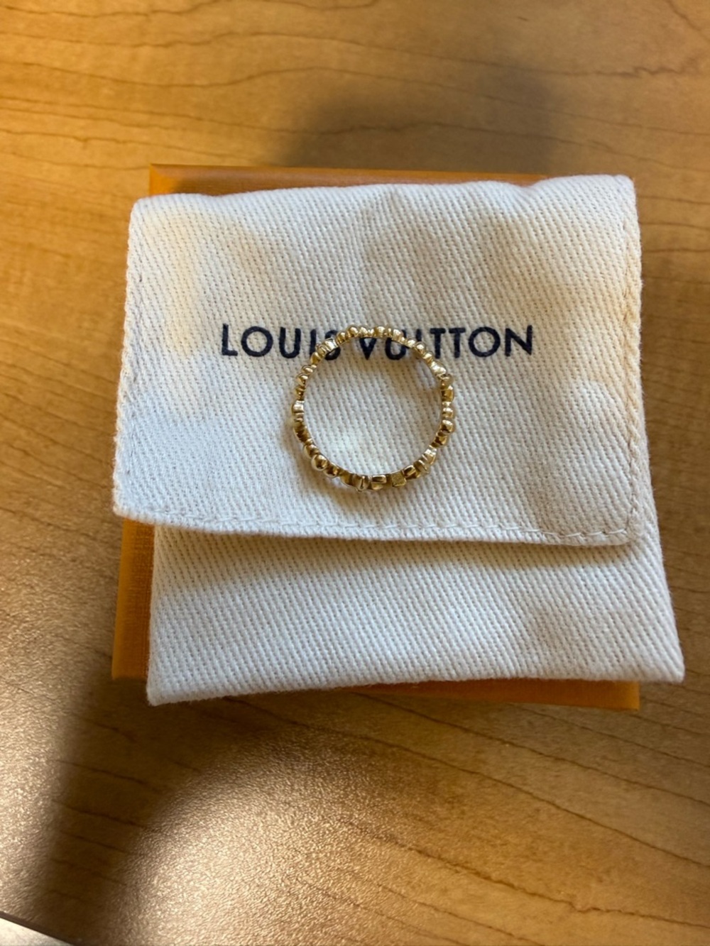Louis Vuitton Gold Beaded Stacking Ring Size M 6-6.75